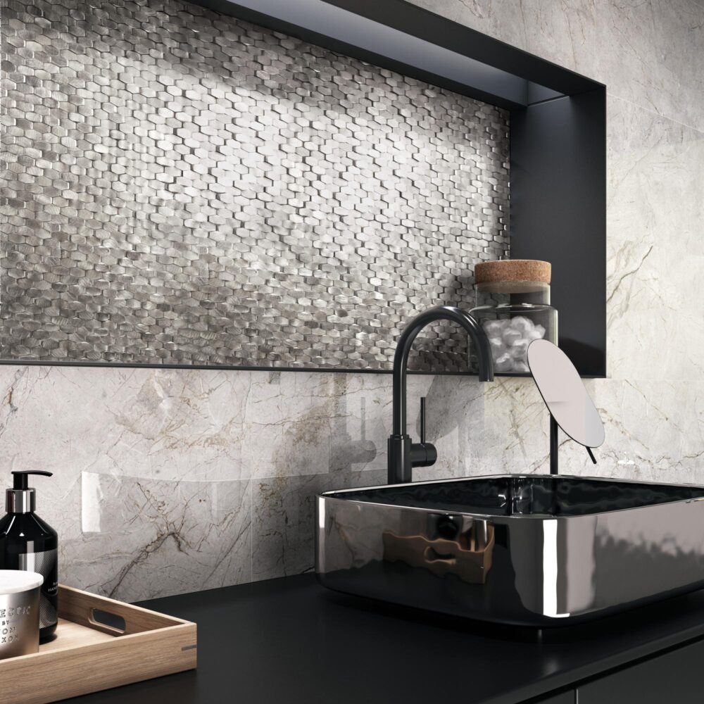 Metalic Silver Mosaics For Walls