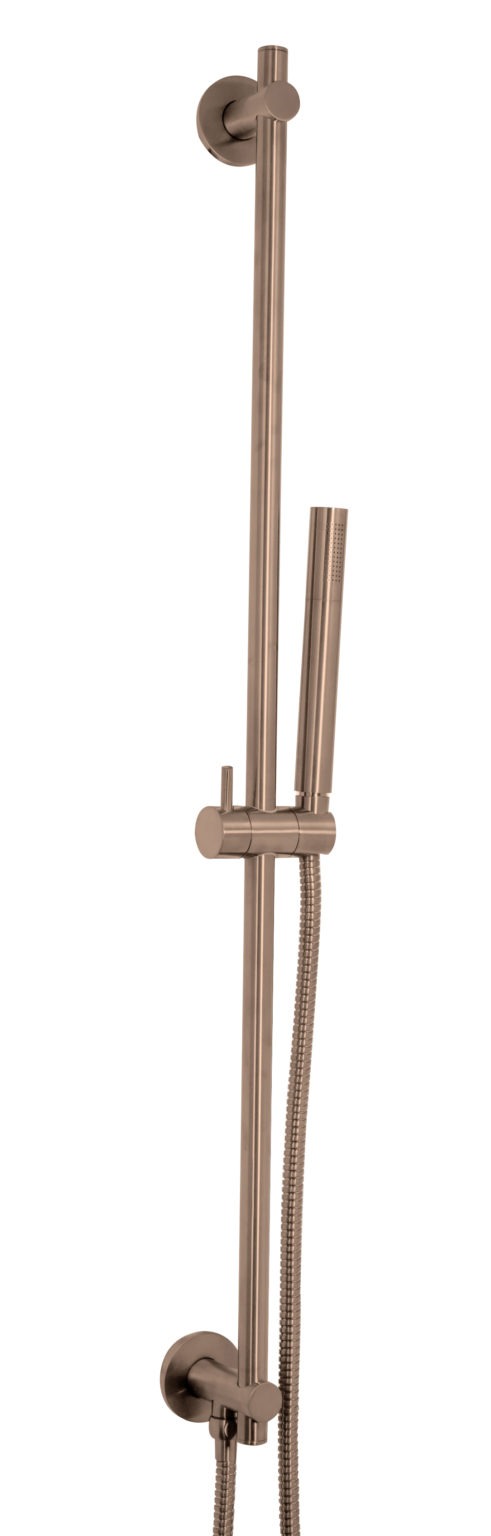 VOS Brushed Bronze Slide Rail with Single Function Hand Shower and Hose with bottom outlet