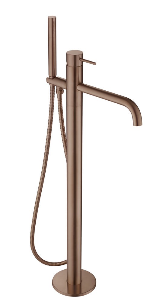 VOS Brushed Bronze Floor Standing Bath Shower Mixer with Kit, HP 1