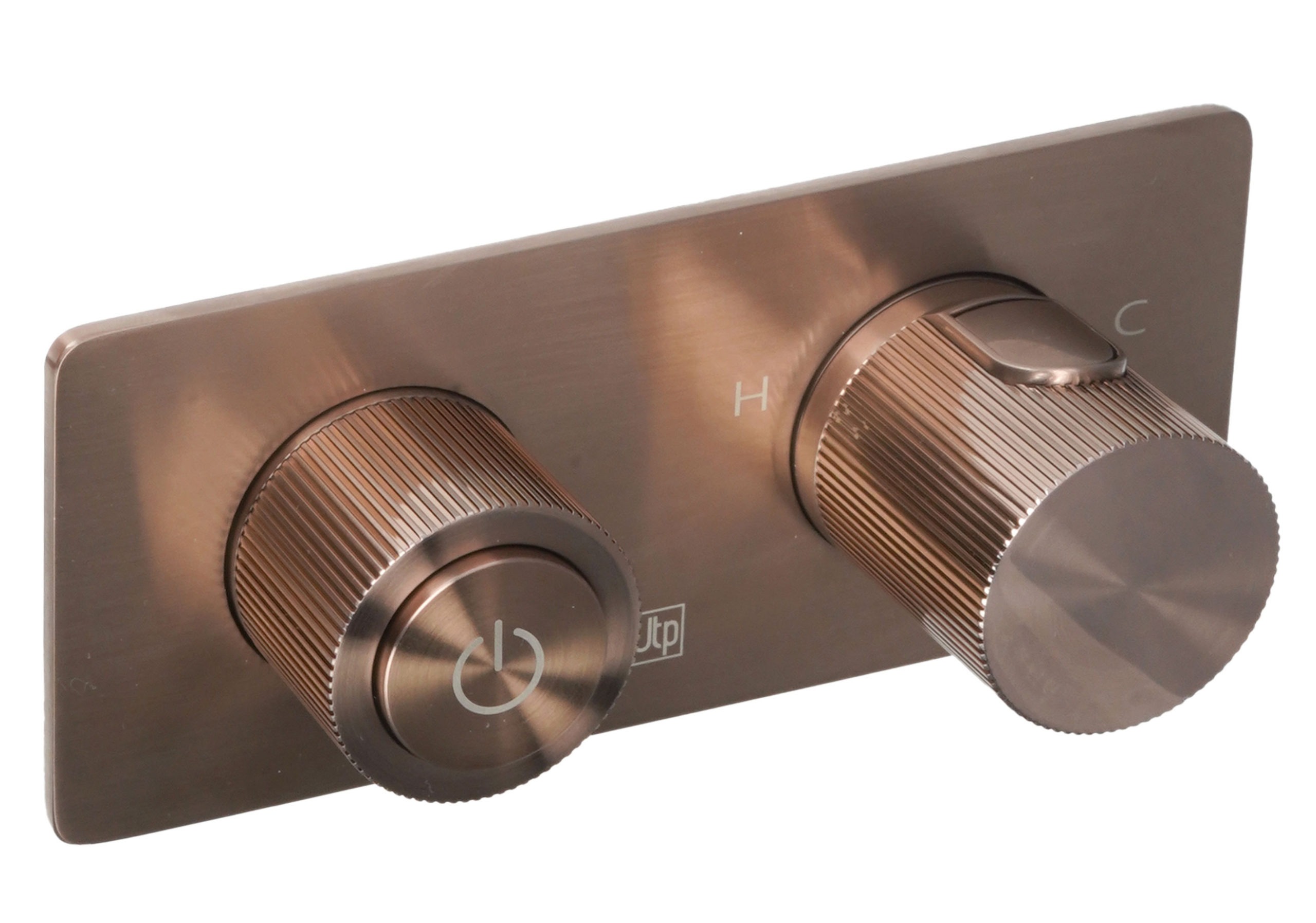 EVO Brushed Bronze concealed push button 2 outlet shower valve