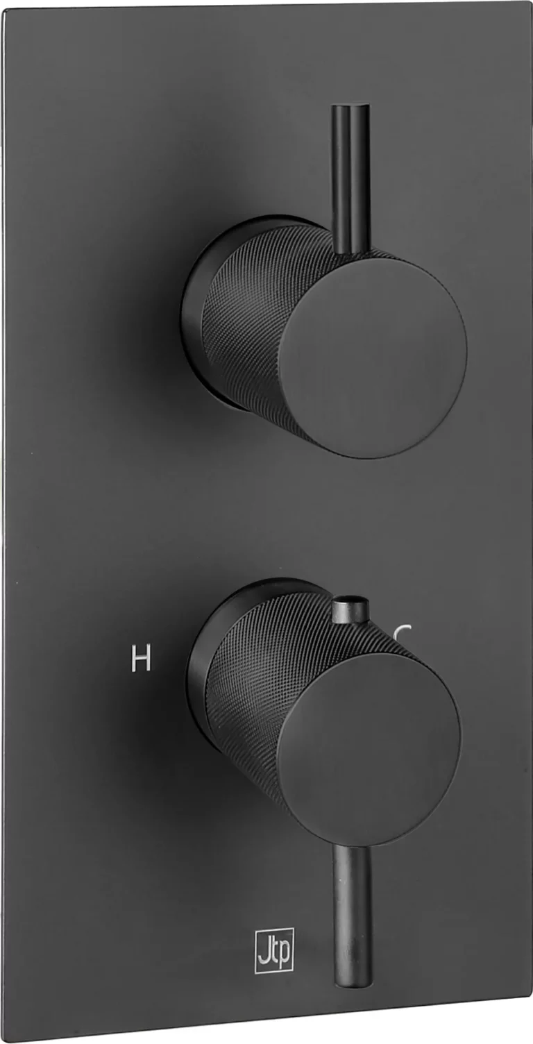 VOS Matt Black Thermostatic Concealed 1 Outlet Shower Valve