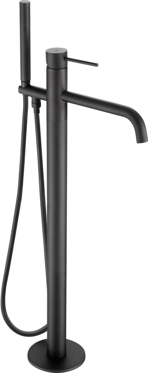 VOS Matt Black Floor Standing Bath Shower Mixer with Kit