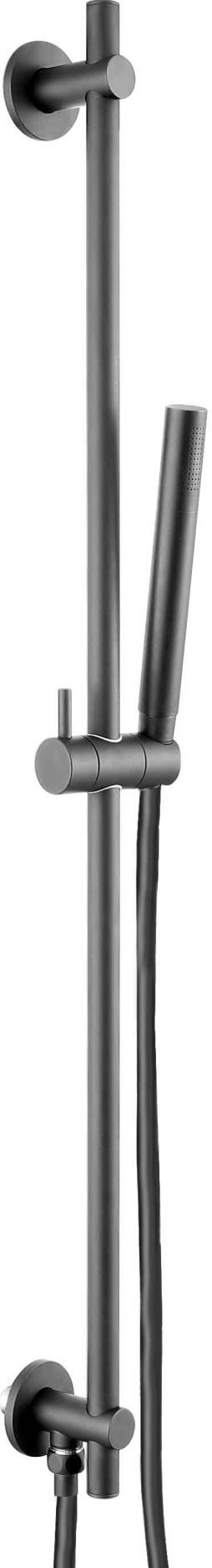 VOS Matt Black Slide Rail with Single Function Hand Shower and Hose with bottom outlet