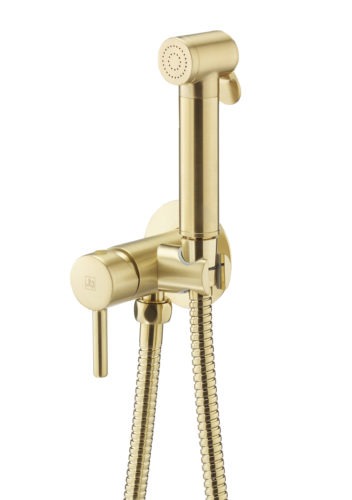 VOS Brushed Brass Single Lever Douche Set for Cold and Hot Operation