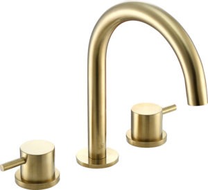 VOS Brushed Brass Brushed Brass, 3 Hole Deck Mounted Basin Mixer