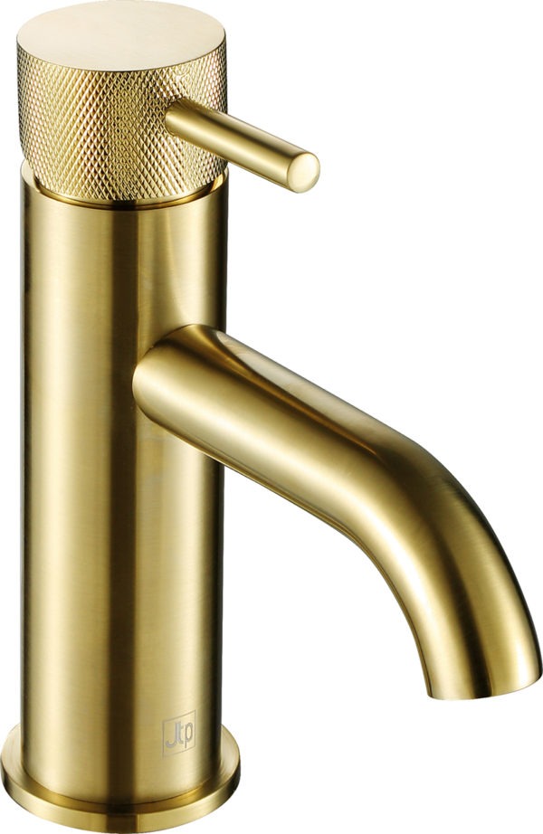 VOS Brushed Brass Single Lever Basin Mixer, Designer Handle